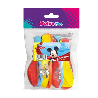 Balonevi Balon 4+1 Mickey Playful House Baskılı 12" 8 Li