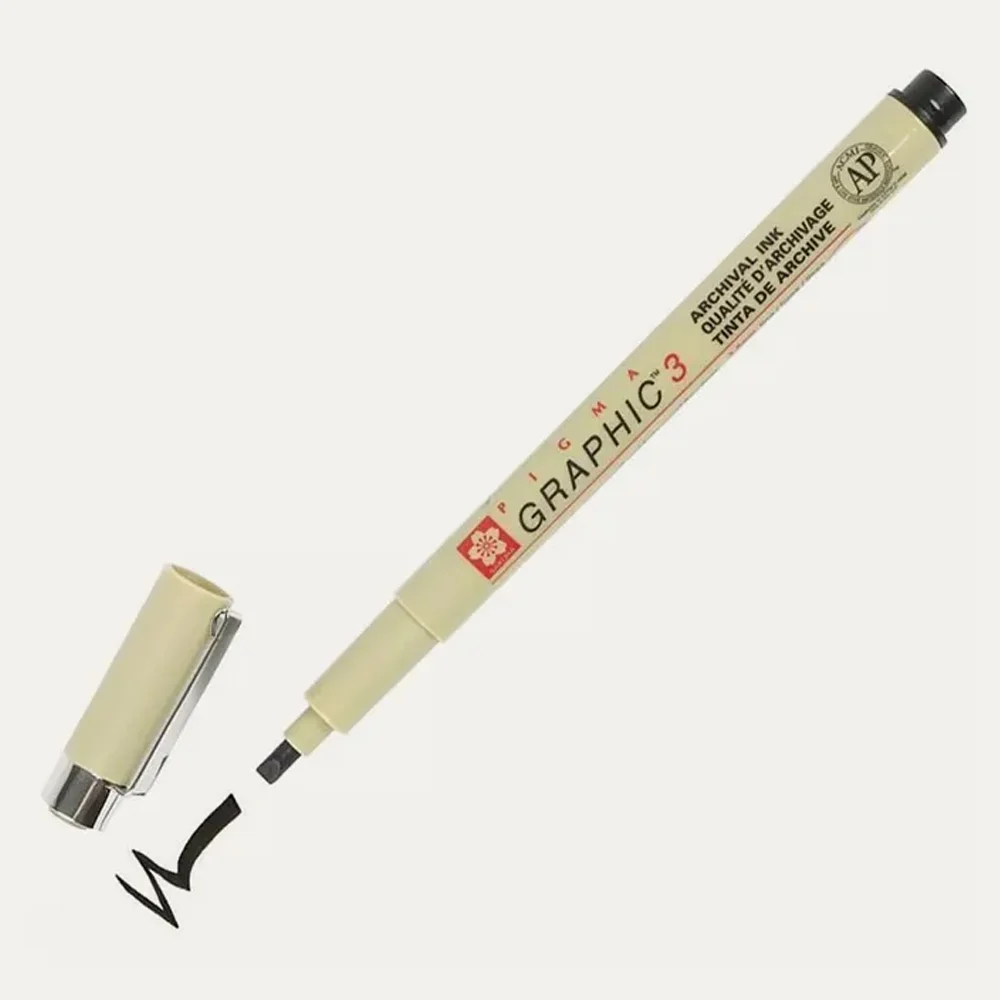 Sakura Pıgma Çizim Kalemi Graphıc 2 Düz Kesik 0.30 MM Siyah xSDK02