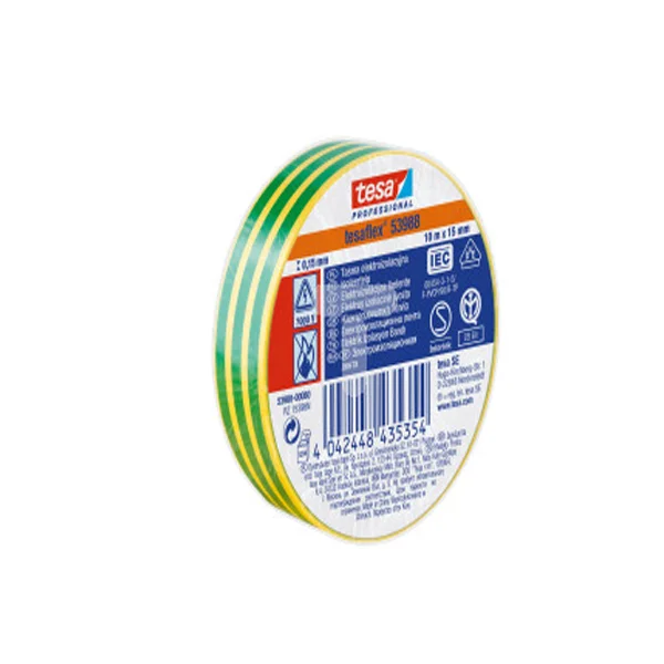 Tesa Bant Elektrik Izolasyon Yeşil &amp; Sarı Çizgili 10x15 53988-00080