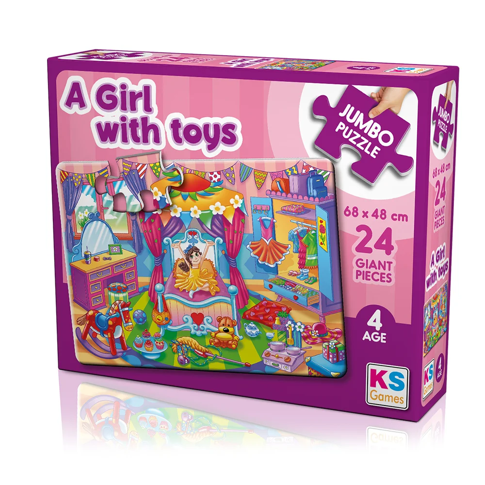Ks Games Puzzle 24 Parça A Girl With Toys Jumbo Puzzle JP 31010