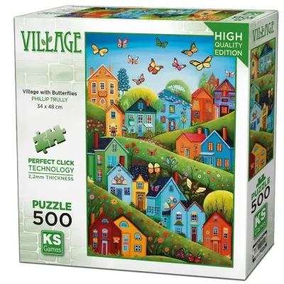 Ks Games Puzzle 500 Village Tith Butterflies 20079
