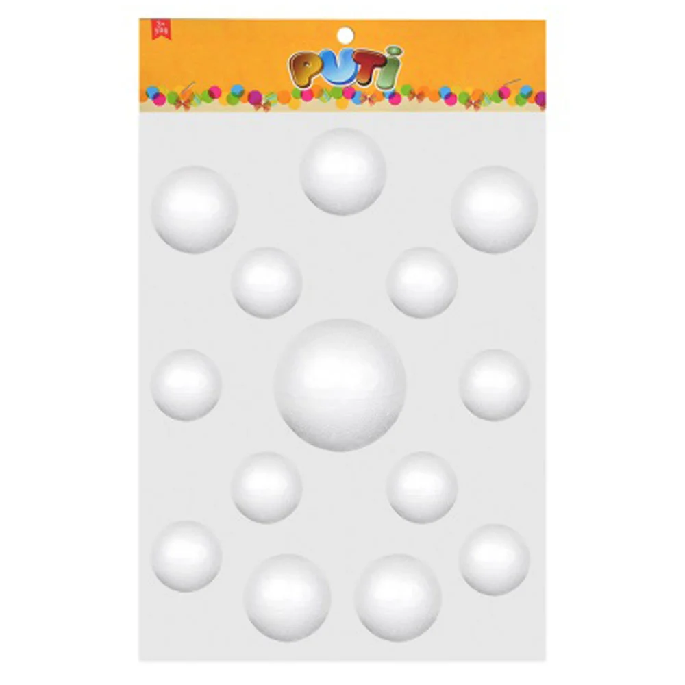 Puti Köpük Top  6,5 Cm 1Ad, 5Cm 4Ad, 3Cm 8Ad Karışık